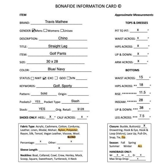 Travis Mathew Mens Chino Straight Leg Golf Pants Size 30x28 Blue Navy AN EXC - Picture 12 of 12